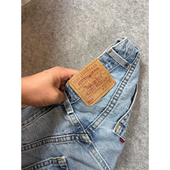 VINTAGE 80s Levis 550 Jeans Mens 32x30 Blue Denim Relaxed Fit Straight Red Tab - Picture 7 of 10